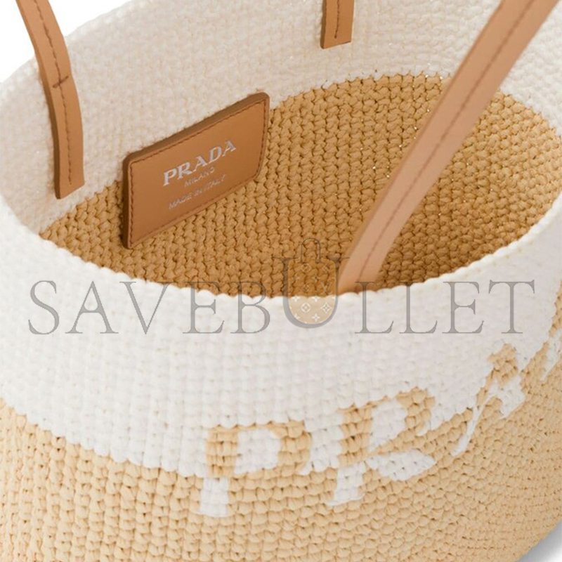 PRADA CONTRASTING RAFFIA TOTE BAG 1BG454 (23*22*8cm)